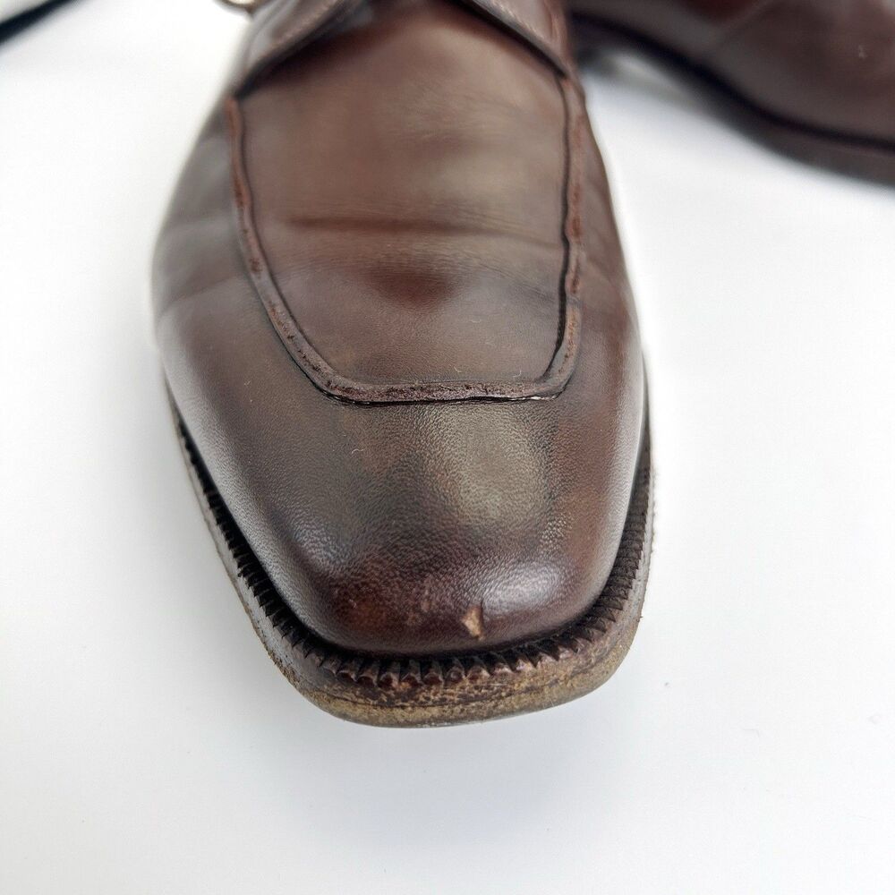 Santoni Pritchard Dress Shoes Mens Sz 9 D Apron Toe Lot Of 2 Black/Brown READ - Picture 7 of 16